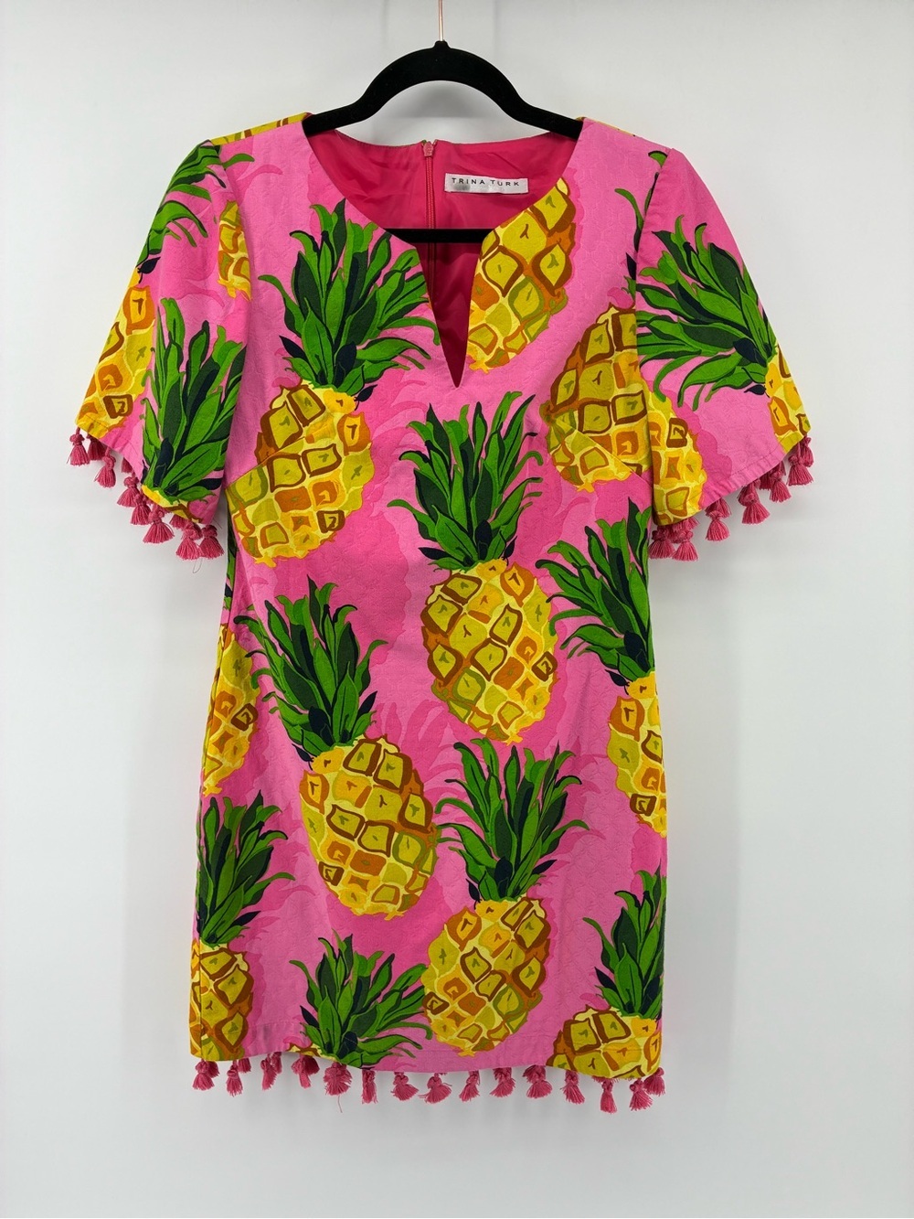 Trina Turk Pink Pineapple Tassel Shift Dress